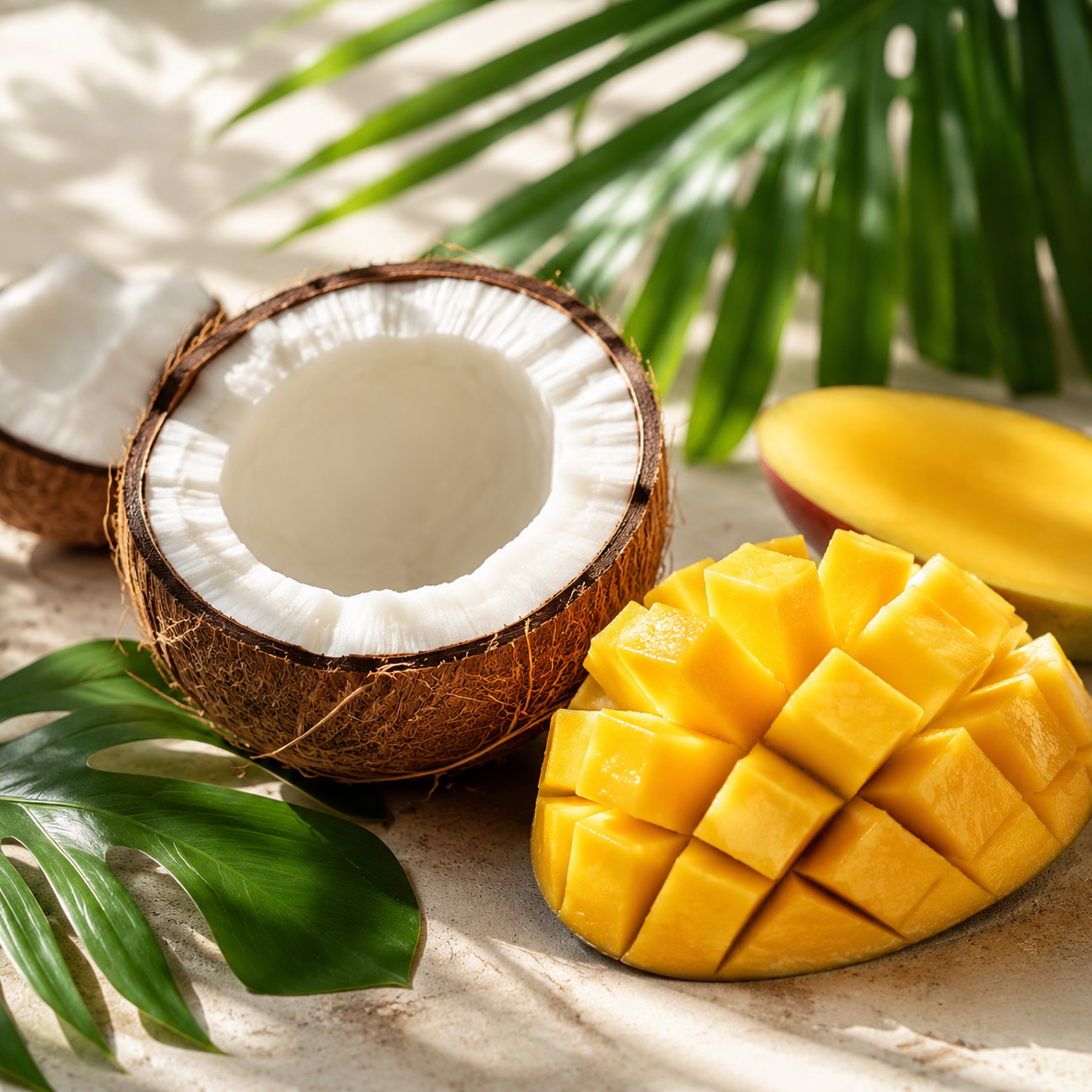 Mango & Coconut car freshie scent image (reused from approved candle asset)